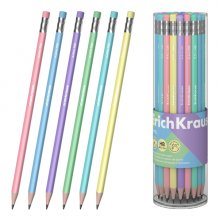 ErichKrause Pastel Lapiz de Grafito con Goma de Borrar - Mina HB - Cuerpo Triangular - Agarre Ergonomico - Colores Surtidos (42 uds)