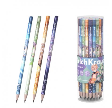 ErichKrause Manga Lapiz de Grafito - Mina HB - Cuerpo Triangular - Agarre Ergonomico - Colores Surtidos (42 uds)