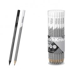 ErichKrause Illusion Lapiz de Grafito - Mina HB - Cuerpo Redondo - Mina Resistente - Color Negro/Blanco (42 uds)