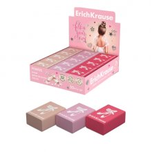 ErichKrause Pointes Expositor con 30 Gomas de Borrar - PVC Ecologico - No Deja Residuos - No Rasga el Papel - Colores Surtidos