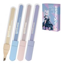 ErichKrause Visioline V-18 Manga Pack de 12 Marcadores Fluorescentes - Punta Biselada - Trazo de 0.5 a 4.5mm - Colores Pastel Surtidos