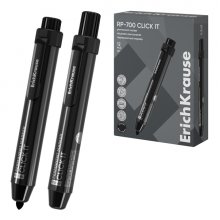 ErichKrause RP-700 Click it Rotulador Permanente - Sistema Retractil - Punta Conica - Trazo de 2.0mm - Resistente al Agua y a la Luz - Multisuperficie - Tinta a Base de Alcohol - Color Negro (12 uds)