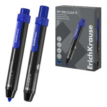 ErichKrause RP-700 Click it Rotulador Permanente - Sistema Retractil - Punta Conica - Trazo de 2.0mm - Resistente al Agua y a la Luz - Multisuperficie - Tinta a Base de Alcohol - Color Azul (12 uds)