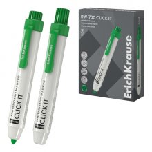 ErichKrause RW-700 Click it Rotulador para Pizarra Blanca - Sistema Retractil - Punta Conica - Trazo de 2.0mm - Tinta a Base de Alcohol - No Toxico - Facil de Borrar - Secado Rapido - Color Verde (12 uds)