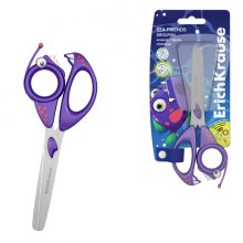 ErichKrause Sea Friends Devilfish Tijeras de 14.5cm - Puntas Redondeadas - Mangos de Plastico Resistente a Golpes con Forma - Acero Inoxidable - Color Lila