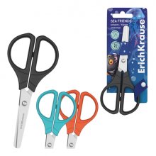 ErichKrause Sea Friends Tijeras de 13cm - Puntas Redondeadas - Mangos de Plastico Resistente a Golpes - Acero Inoxidable - Colores Surtidos
