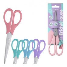 ErichKrause EasyCut Pastel Tijeras de 17cm - Mangos de Plastico Resistente a Golpes - Ergonomicas - Colores Surtidos