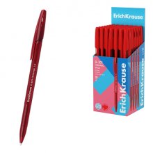 ErichKrause R-301 Stick Original Boligrafo con Capuchon - Punta de 1.0mm - Cuerpo Transparente - Trazo 0.5mm - Tinta de Secado Rapido - Tapa Ventilada - Color Rojo (50 uds)