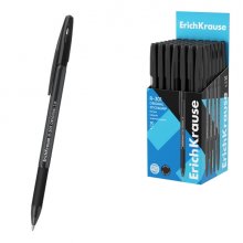 ErichKrause R-301 Stick and Grip Original Boligrafo con Capuchon - Punta de 1.0mm - Cuerpo Transparente - Trazo 0.5mm - Zona de Agarre de Goma - Tinta de Secado Rapido - Tapa Ventilada - Color Negro (50 uds)