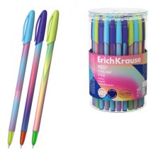 ErichKrause Neo Stick Cool Ray Boligrafo con Capuchon - Modelos Surtidos - Trazo 0.26mm - Tinta de Baja Viscosidad - Tapa Ventilada - Color Azul (60 uds)