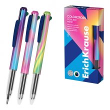 ErichKrause Colorcross Matic Cool Ray Boligrafo 3 en 1 - Punta de 0.7mm - Tinta Azul - Tinta Negra - Tinta Verde - Trazo 0.28mm - Colores Surtidos (12 uds)