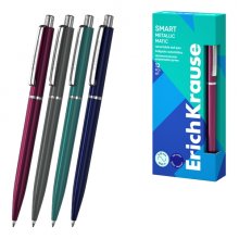 ErichKrause Smart Matic Metallic Boligrafo Retractil - Modelos Surtidos - Trazo 0.35mm - Color Azul (12 uds)