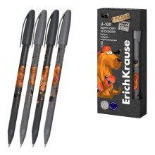 ErichKrause U-109 Stick and Grip Happy Capy Boligrafo con Capuchon - Modelos Surtidos - Trazo 0.3mm - Zona de Agarre de Goma - Tinta de Baja Viscosidad - Tapa Ventilada - Color Azul (12 uds)