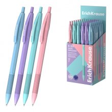 ErichKrause R-301 Matic and Grip Pastel Boligrafo Retractil - Modelos Surtidos - Trazo 0.35mm - Zona de Agarre de Goma - Color Azul (50 uds)