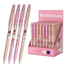 ErichKrause R-301 Stick and Grip Pointes Expositor con 48 Boligrafos con Capuchon - Modelos Surtidos - Trazo 0.35mm - Zona de Agarre de Goma - Tinta de Secado Rapido - Tapa Ventilada - Color Azul