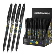 ErichKrause R-301 Stick and Grip Sport DNA Expositor con 48 Boligrafos con Capuchon - Modelos Surtidos - Trazo 0.35mm - Zona de Agarre de Goma - Tinta de Secado Rapido - Tapa Ventilada - Color Azul