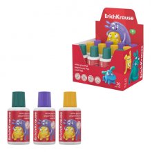 ErichKrause Jolly Friends Expositor con 12 Botellas de Cola Blanca PVA - Pincel Integrado - 20ml - No Toxico - Facil de Lavar - Secado Rapido - Multisuperficie - Color Blanco