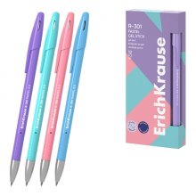 ErichKrause R-301 Gel Stick Pastel Boligrafo con Capuchon - Modelos Surtidos - Trazo 0.4mm - Tinta de Gel - Resistente al Agua - Secado Rapido - Tapa Ventilada - Color Azul (12 uds)