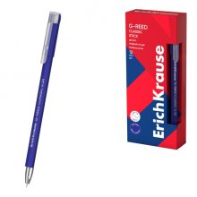 ErichKrause G-Reed Stick Classic Boligrafo con Capuchon - Punta de 0.38mm - Trazo 0.25mm - Tinta de Gel - Resistente al Agua - Secado Rapido - Tapa Ventilada - Color Azul (12 uds)