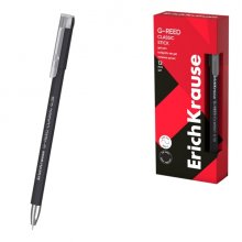 ErichKrause G-Reed Stick Classic Boligrafo con Capuchon - Punta de 0.38mm - Trazo 0.25mm - Tinta de Gel - Resistente al Agua - Secado Rapido - Tapa Ventilada - Color Negro (12 uds)