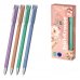 ErichKrause G-Reed Stick Pastel Bloom Boligrafo con Capuchon - Modelos Surtidos - Trazo 0.25mm - Tinta de Gel - Resistente al Agua - Secado Rapido - Tapa Ventilada - Color Azul (12 uds)