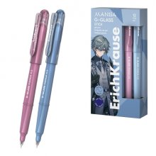 ErichKrause G-Glass Stick Manga Boligrafo con Capuchon - Modelos Surtidos - Trazo 0.4mm - Tinta de Gel - Resistente al Agua - Secado Rapido - Tapa Ventilada - Color Azul (12 uds)