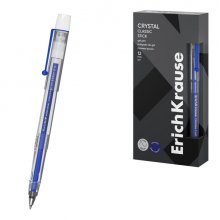 ErichKrause Crystal Stick Classic Boligrafo con Capuchon - Punta de 0.5mm - Trazo 0.4mm - Tinta de Gel - Resistente al Agua - Secado Rapido - Color Azul (12 uds)