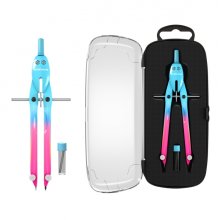 ErichKrause CoolRay Compas Escolar - Mina de Repuesto - Cuerpo Metalico - Estuche - 155mm de Longitud - Radio Maximo de 150mm - Colores Surtidos