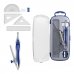 ErichKrause Classic Pack Escolar de Dibujo - Compas - Regla de 15cm - Escuadra - Cartabon - Transportador de Angulos - Goma de Borrar - Sacapuntas - Estuche de Transporte - Color Azul