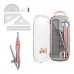 ErichKrause Pastel Bloom Pack Escolar de Dibujo - Compas - Regla de 15cm - Escuadra - Cartabon - Transportador de Angulos - Goma de Borrar - Sacapuntas - Estuche de Transporte - Color Melocoton