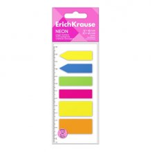 ErichKrause Neon Pack de 6 Blocs de 25 Marcadores de Pagina - Reposicionables - Plastico - 12x45mm - Colores Surtidos