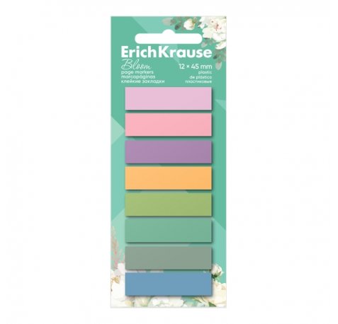 ErichKrause Pastel Bloom Pack de 8 Blocs de 20 Marcadores de Pagina - Reposicionables - Plastico - 12x45mm - Colores Surtidos