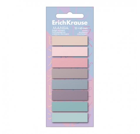 ErichKrause Manga Pack de 8 Blocs de 20 Marcadores de Pagina - Reposicionables - Plastico - 12x45mm - Colores Surtidos