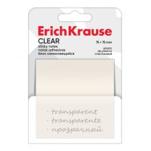ErichKrause Clear Bloc de 50 Notas Adhesivas Reposicionables - Plastico - 75x75mm - Pegamento a Base de Agua - Color Transparente