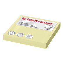 ErichKrause Bloc de 100 Notas Adhesivas Reposicionables - Papel de 75g/m2 - 75x75mm - Pegamento a Base de Agua - Color Amarillo (12 uds)