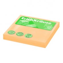 ErichKrause Neon Bloc de 100 Notas Adhesivas Reposicionables - Papel de 75g/m2 - 75x75mm - Pegamento a Base de Agua - Color Naranja (12 uds)