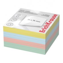 ErichKrause Bloc de 400 Notas Adhesivas Reposicionables - Papel de 75g/m2 - 75x75mm - Pegamento a Base de Agua - Colores Surtidos (6 uds)