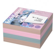 ErichKrause Manga Bloc de 400 Notas Adhesivas Reposicionables - Papel de 75g/m2 - 75x75mm - Pegamento a Base de Agua - Colores Surtidos (6 uds)