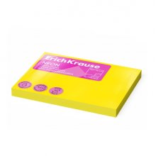 ErichKrause Neon Bloc de 100 Notas Adhesivas Reposicionables - Papel de 75g/m2 - 75x100mm - Pegamento a Base de Agua - Color Amarillo (12 uds)