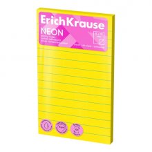 ErichKrause Neon Bloc de 100 Notas Adhesivas Reposicionables - Papel de 75g/m2 - 75x125mm - Pegamento a Base de Agua - Colores Surtidos (12 uds)