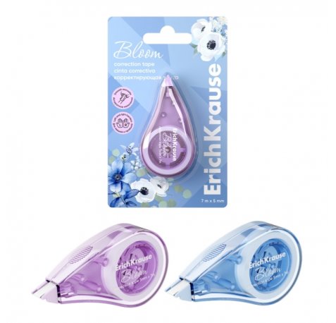 ErichKrause EasyMask Pastel Bloom Cinta Correctora - 5mm de Ancho - 7 Metros Lineales - Uso Ambidiestro - Colores Surtidos