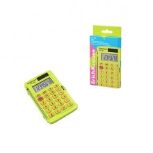 ErichKrause PC-103 Neon Calculadora de Bolsillo - Pantalla LCD de 8 Digitos - Presentado en Caja - Alimentacion Solar - Color Amarillo Neon