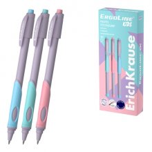 ErichKrause ErgoLine Kids Boligrafo Retractil - Modelos de Cuerpo Surtidos - Trazo 0.25mm - Color Azul (10 uds)