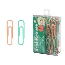 ErichKrause Pastel Bloom Pack de 100 Clips Recubiertos - 28mm - Caja de Plastico - Colores Surtidos