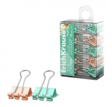 ErichKrause Pastel Bloom Pack de 10 Pinzas Sujetapapeles - 19mm de Ancho - Metalicas - Capacidad hasta 80 Hojas - Colores Surtidos