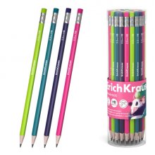 ErichKrause Panda Hugs Lapiz de Grafito con Goma de Borrar - Mina HB - Cuerpo Redondo - Agarre Ergonomico - Colores Surtidos (42 uds)