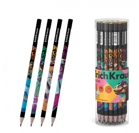 ErichKrause Dino Art Lapiz de Grafito - Mina HB - Cuerpo Triangular - Colores Surtidos (42 uds)