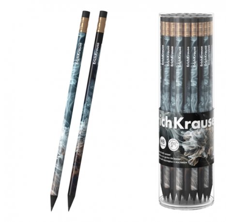 ErichKrause Fluid Lapiz de Grafito con Goma de Borrar - Mina HB - Cuerpo Redondo - Agarre Ergonomico - Colores Surtidos (42 uds)