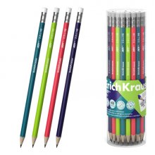 ErichKrause JOY Reef Lapiz de Grafito con Goma de Borrar - Mina HB - Cuerpo Redondo - Plastico - Colores Surtidos (42 uds)