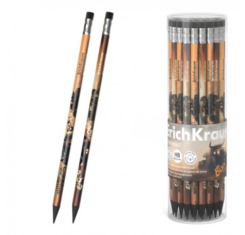 ErichKrause Road Beast Lapiz de Grafito con Goma de Borrar - Mina HB - Cuerpo Triangular - Plastico - Colores Surtidos (42 uds)